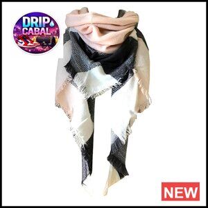 Warm Knit Shawl Wrap Oversized Plaid Triangle Scarf Elegant Winter Accessory